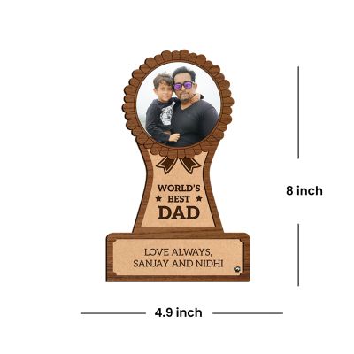 World Best Dad Wooden Photo Frame Customized With Photo & Name , Best Gift For Dad , Birthday Gift For Dad , Memorable Gift For Fathers Day From Daughter & Son